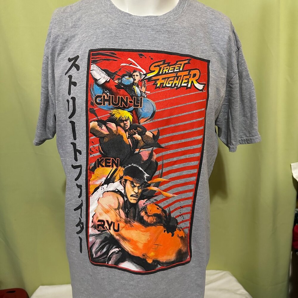 Street Fighter Chun-Li Ken Ryu Men's Gray T Shirt Size XL Capcom